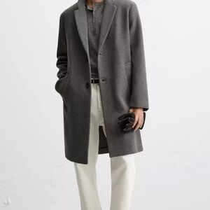 Zara Men's Gray Wool Blend Coat